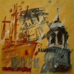Ute Hillenbrandt, "Hamburg", Öl auf Leinwand, 100 x 100 cm